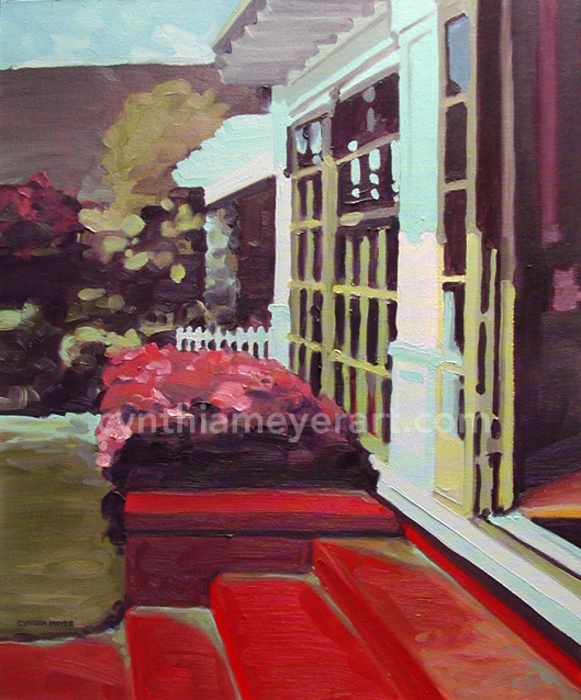 A painting of an old porch California