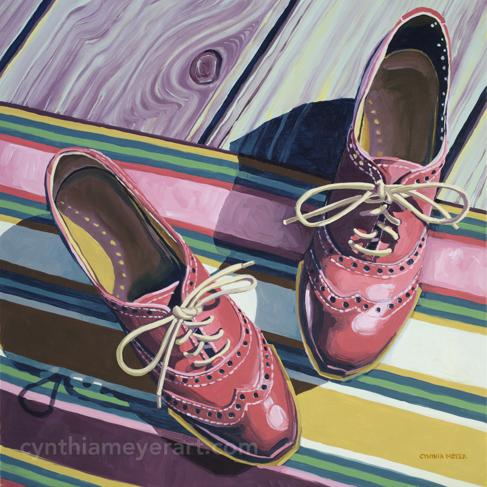Painting-Pink-Wingtip-Shoes-Cynthia-Meyer